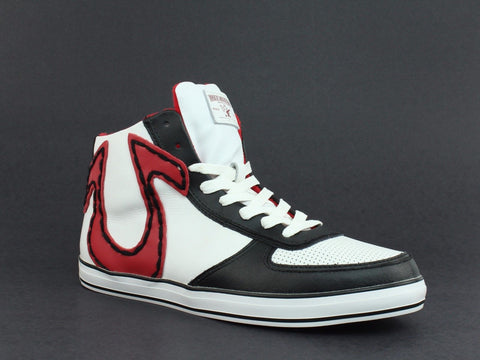 True Religion ACE HI Leather Men's Casual Fashion White Black Red Sneakers