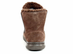 Skechers Women's GO WALK CITY Casual Ankle Winter Warm Brown Suede Boots