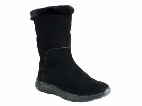 Skechers GO WALK Chugga Women's Casual Ankle Winter Warm Black Suede Boots